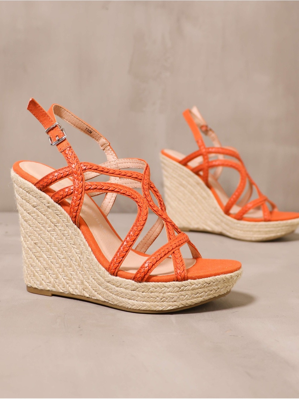 Chinese Laundry Orange Braided Espadrille Wedge Sandals